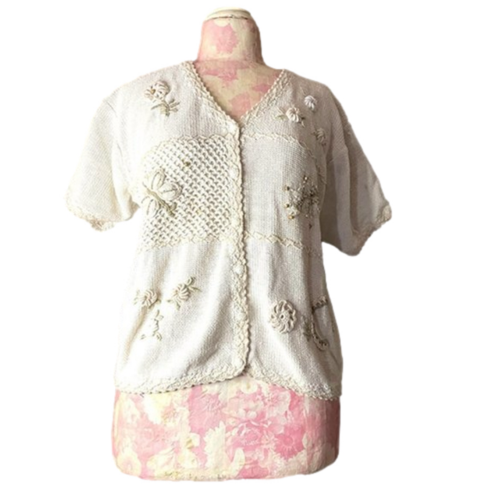 MARGULES VINTAGE FLOWER CARDIGAN LIKE BRAND NEW SIZE LARGE BUTTON DOWN S…